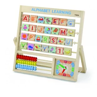 Viga Toys Drewniana Tablica Edukacyjna Alfabet Liczydło Zegar Viga Toys 50033 - Tablice dla dzieci - miniaturka - grafika 2