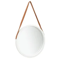 Lustra - vidaXL Lustro ścienne na pasku, 50 cm, białe - miniaturka - grafika 1