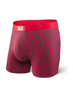 Bielizna sportowa męska - Bokserki Męskie SAXX Vibe Boxer Modern Fit Red Hiker Stripe Szaro-Czerwony - grafika 1