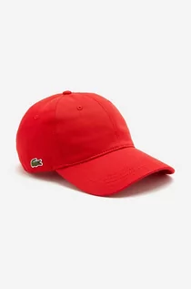 Czapki męskie - Lacoste czapka z daszkiem bawełniana kolor czerwony gładka (puste) - grafika 1
