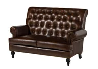 Sofy i kanapy - Sofa Nierozkładana Skórzana Chesterfield Skóra Naturalna Brązowa B 8093 - miniaturka - grafika 1