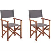 Fotele i krzesła ogrodowe - Shumee Zestaw 2 krzeseł ogrodowych akacjowych ciemne drewno z szarym CINE 288095 - miniaturka - grafika 1