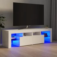 Szafki RTV - vidaXL Lumarko Szafka TV z oświetleniem LED, wysoki połysk, biała, 140x35x40cm 804370 - miniaturka - grafika 1