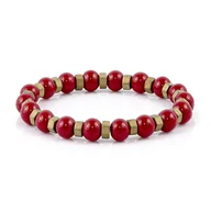 Bransolety męskie - Bransoletka koraliki w kolorze czerwonym EM 64 - EM Men's Accessories - miniaturka - grafika 1