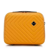 Walizki - WITTCHEN Cube line walizka z tworzywa ABS z geometrycznym tłoczeniem, kółka skrętne, uchwyt teleskopowy, zamek szyfrowy, pomarańczowy, Kosmetikkoffer, kuferek kosmetyczny - miniaturka - grafika 1