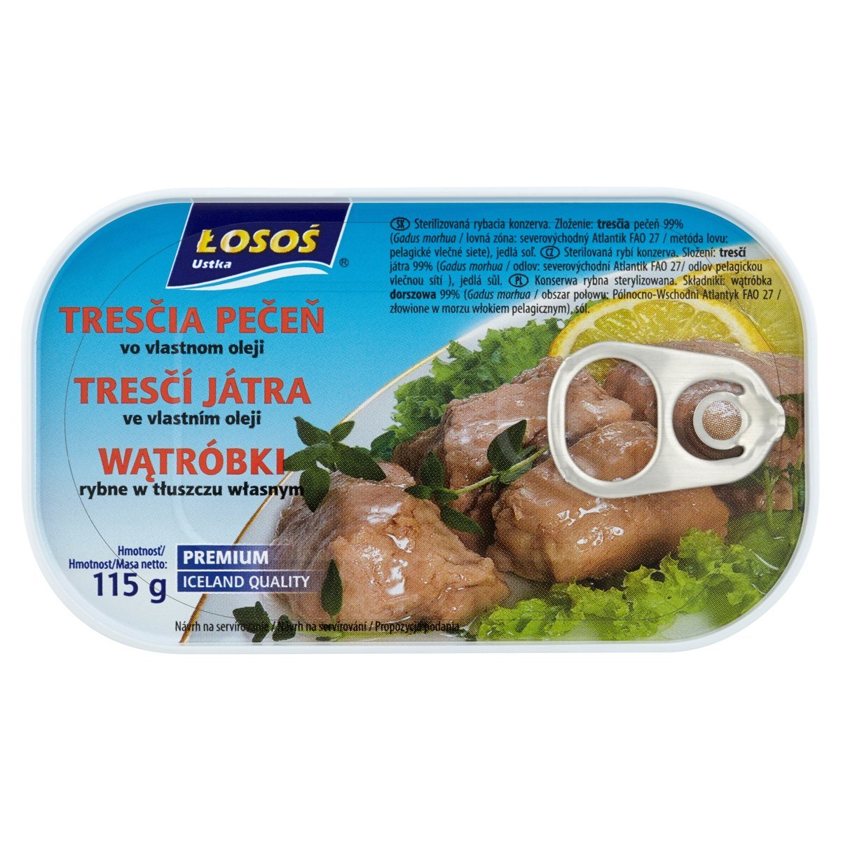 Wątróbki rybne w tłuszczu własnym 115g Łosoś Ustka 0,11 kg