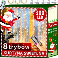 Oświetlenie świąteczne - Jumi, Kurtyna świetlna, 300 Led, Sople, Różnokolorowy - miniaturka - grafika 1
