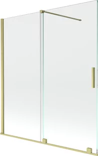 Mexen Velar parawan nawannowy 2-skrzydłowy przesuwny 150 x 150 cm, transparent, złoty szczotkowany - 896-150-000-01-55 - Parawany nawannowe - miniaturka - grafika 1