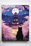 Malowanie po numerach - Japońskie nastroje, Japonia, kot, Azja, noc, drzewa, malowanie po numerach - miniaturka - grafika 1