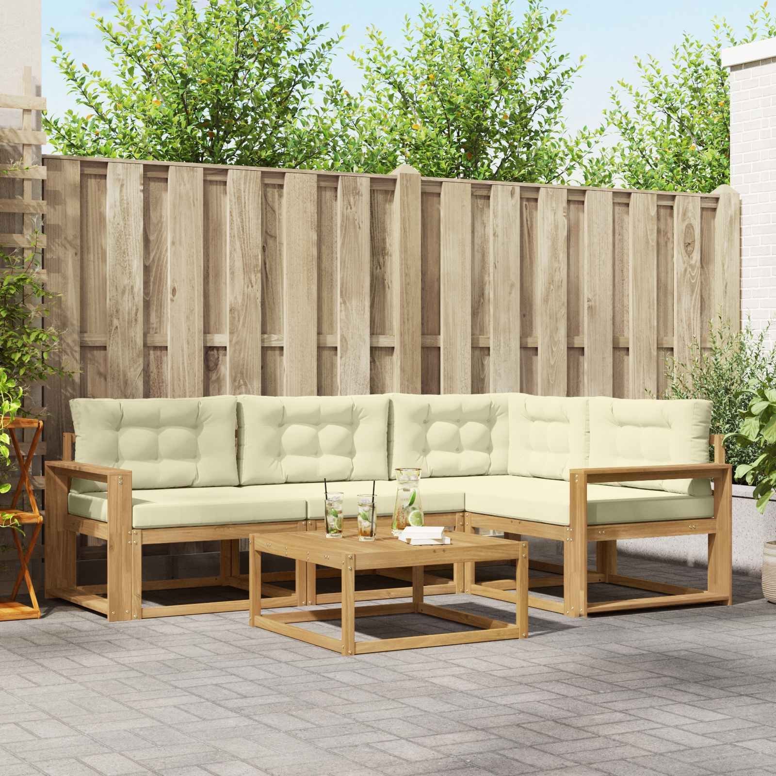 vidaXL Zestaw sof na zewnątrz 5 pcs Biały i kremowy 79 x 79 x 37 cm