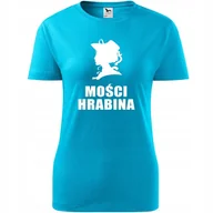 Koszulki i topy damskie - Damska Koszulka na Dzień Mamy Mości hrabina na Prezent dla Mamy Urodziny turkusowy XL - miniaturka - grafika 1