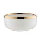 Miski i półmiski - Salaterka Berlotti 15 cm ze złotą obwódką biały - miniaturka - grafika 1