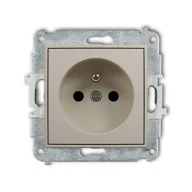 Gniazdka elektryczne - Karlik Gniazdo pojedyncze z przesłonami torów MINI - taupe - miniaturka - grafika 1