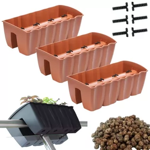 3x Skrzynka na balustradę DCRO600, Doniczka balkonowa + keramzyt 5l - Donice - miniaturka - grafika 1