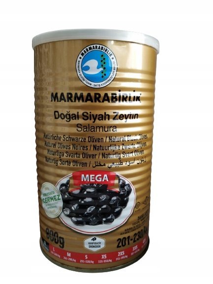 Oliwki tureckie czarne z pestką MARMARABIRLIK 800 g - XL (MEGA)