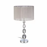 Lampy stojące - Relaxdays lampa na stolik nocny kryształ, kula lampa stołowa, lampa stołowa szara, abażur, HBT.: 41 x 29,5 x 29,5 cm, przezroczysty/srebrny 10022849 - miniaturka - grafika 1