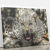 Malowanie po numerach - Groźna pantera śnieżna - Malowanie po numerach 50x40 cm - miniaturka - grafika 1