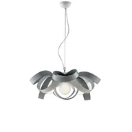 Lampy sufitowe - Primula - Lampa wisząca z żelaza lakierowanego na biało i szaro, z regulowanym stalowym kablem, 4 światła, 138 mm - Ø66 mm - BL145-4-BG - miniaturka - grafika 1