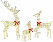 Ozdoby bożonarodzeniowe - vidaXL Rodzina Reniferów 3 pcs Ciepła biel 128 cm PET - miniaturka - grafika 1