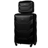 Walizki - Zestaw Walizka Duża + Kuferek z ABS-u (XL+BC) Czarny - miniaturka - grafika 1