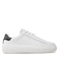 Sneakersy męskie - Sneakersy Tommy Jeans Leather Outsole EM0EM01159 Biały - miniaturka - grafika 1