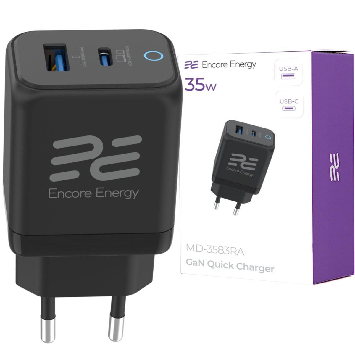 Nowa ładowarka sieciowa Encore Energy PD 3.0 Quick Charge 4.0 USB-A USB-C 35W adapter MD-3583RA