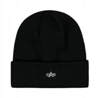 Czapki damskie - Czapka zimowa Alpha Industries Metal Logo Beanie 258904 03 - Czarna - miniaturka - grafika 1