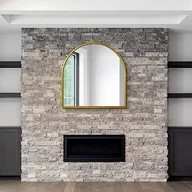 Lustra - MirrorOutlet The Arcus - nowoczesne lustro ścienne o pełnej długości, łukowe lustro ścienne 99 x 99 cm (100 cm x 100 cm) srebrne lustro z czarnym spodem na każdą pogodę - miniaturka - grafika 1