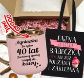 Gadżety dla niej i dla niego - Zestaw prezentowy na 40 urodziny - kubek na 40 z imieniem oraz torba - miniaturka - grafika 1