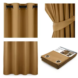 AmeliaHome Zasłona Blackout EYELETS musztardowy, 140 x 245 cm - Zasłony - miniaturka - grafika 1