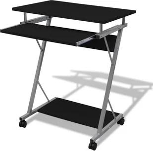 Biurko komputerowe Wózek komputerowy Stolik biurowy Kółka do laptopa czarne - Biurka - miniaturka - grafika 1