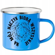 Kubki - KUBEK STALOWY Emaliowany NIEBIESKI 250ml Na Mój Haczyk Biorą Wiele Wzorów - miniaturka - grafika 1