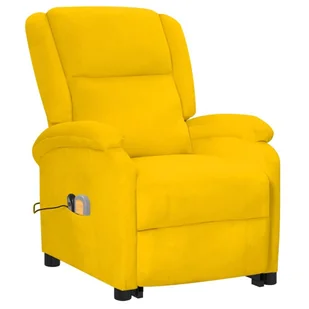 Lumarko Rozkładany fotel masujący, podnoszony, żółty, aksamitny! - Fotele - miniaturka - grafika 3