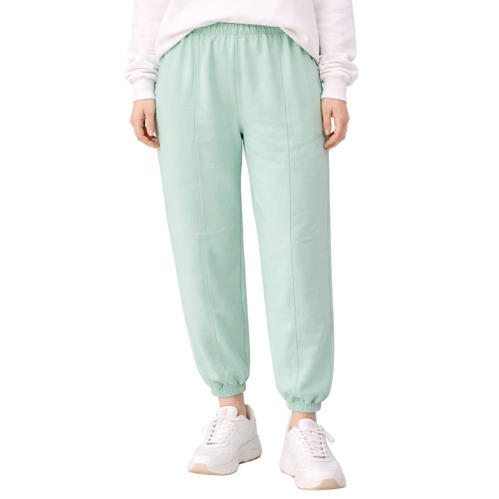 Spodnie Damskie Dresowe z Przeszyciami Włoskie Miętowe