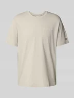 Koszulki męskie - T-shirt z wyhaftowanymi logo i okrągłym dekoltem - miniaturka - grafika 1