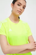 Koszulki sportowe damskie - adidas Performance t-shirt treningowy Hilo kolor zielony - miniaturka - grafika 1