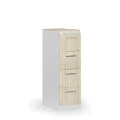 Szafy biurowe - Kartoteka metalowa PRIMO z drewnianym frontem A4, 4 szuflady, biały/dąb naturalny - miniaturka - grafika 1