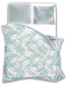 Pościel - Faro Pościel satynowa 160x200 Elegant 025 miętowa różowa kwiaty róże dwustronna S 23 - miniaturka - grafika 1