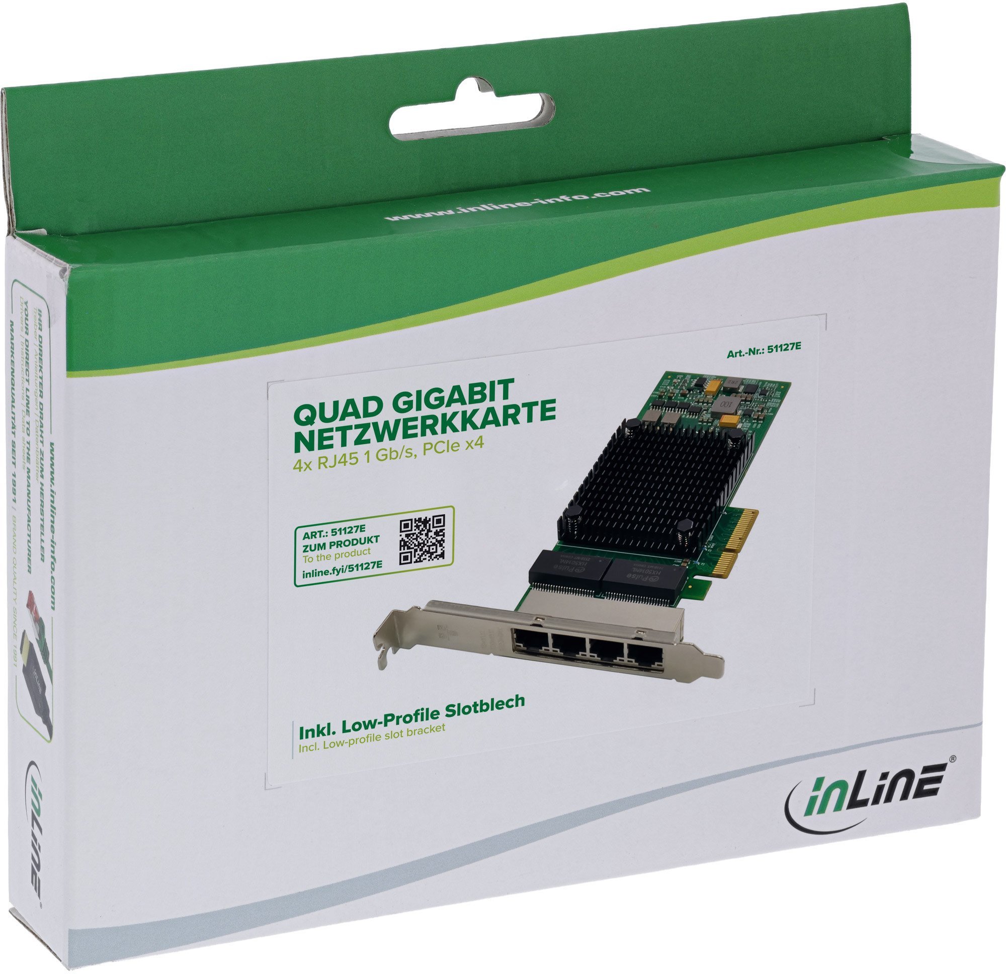 Karta sieciowa InLine ® Quad Gigabit karta sieciowa 4x RJ45 1 Gb/s PCIe x4