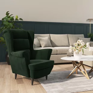 vidaXL Lumarko Fotel ciemnozielony, aksamitny 324061 - Fotele - miniaturka - grafika 1