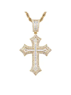 ICED STUFF Zawieszka 2pac Cross Złoty - Zestawy biżuterii dla kobiet - miniaturka - grafika 1