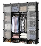 Szafy - MODUŁOWA CZARNA DUŻA SZAFA WIESZAK GARDEROBA XXL - miniaturka - grafika 1