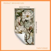 Inne - Elektrostatyczna Naklejka na Okno z Motywem Kwiatu Lotosu, 17.7"x31.5", Dwustronna, Wielokrotnego Użytku, Dekoracyjna Naklejka PVC do Sypialni i - miniaturka - grafika 1