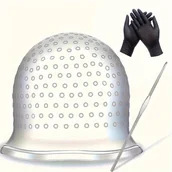 Pozostałe akcesoria fryzjerskie - TEMU Kapelusz na barwienie włosów z haczykami, rękawiczki do barwienia włosów, zestaw do barwienia włosów wielokrotnego użytku - miniaturka - grafika 1