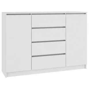 Komoda 120 cm 2 Drzwi 4 Szuflady Biała - Komody - miniaturka - grafika 1