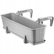 Donice - Doniczka rattanowa z podstawką Frette 60 cm + 2 uchwyty, szara - miniaturka - grafika 1