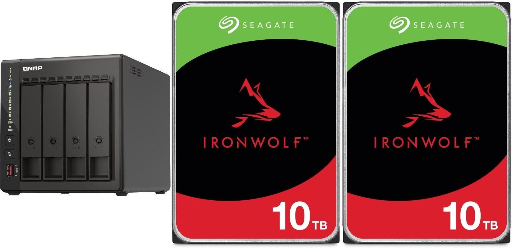 Serwer plików Qnap TS-453E-8G + 2x Seagate IronWolf 10TB ST10000VN000