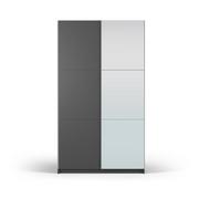 Szafy - Ciemnoszara szafa z lustrem i drzwiami przesuwnymi 122x215 cm Lisburn – Cosmopolitan Design - miniaturka - grafika 1
