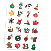 Scrapbooking - Kalendarz Adwentowy A5 24 Naklejki Świąteczne 3,3 Cm N12 - miniaturka - grafika 1