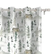 Zasłony - Zasłona AUTUMN wzór AT26 | leśna chatka we mgle 150 x 160 cm tkanina zaciemniająca - miniaturka - grafika 1